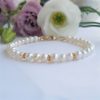 Bratara perle naturale de calitate si flori placate aur 14K