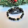 Bratara unisex din pietre naturale, onix negru si jasper verde