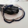 Bratara dublu sir lucrata manual din cuart fumuriu si spinel