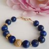 Bratara Lapis lazuli de calitate cu elemente placate aur 14K