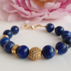 Bratara Lapis lazuli de calitate cu elemente placate aur 14K