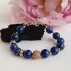 Bratara Lapis lazuli de calitate cu elemente placate aur 14K