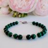 Bratara argint 925 cu malachit natural pentru prosperitate